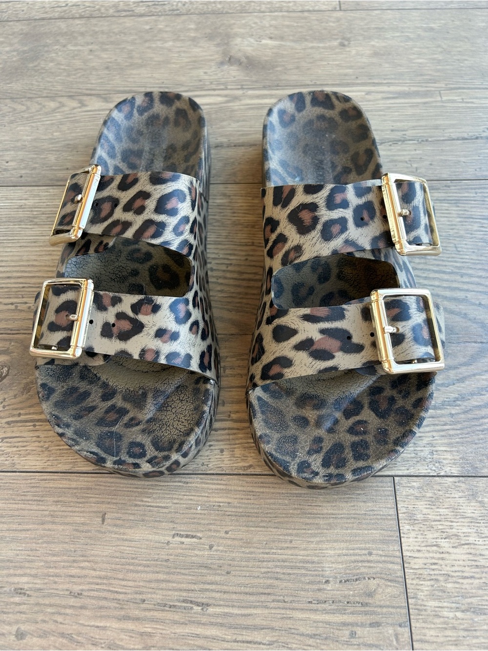 Steve Madden Leopard Print Double Buckle Slide Sandals - Picture 4 of 7